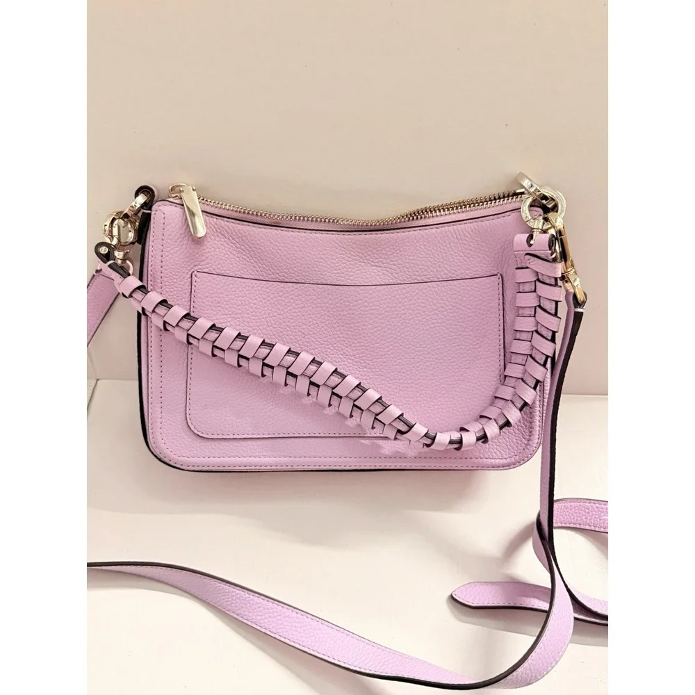 Kate Spade Lilac Pebbled Leather Woven Shoulder Crossbody Bag Dust Bag Included